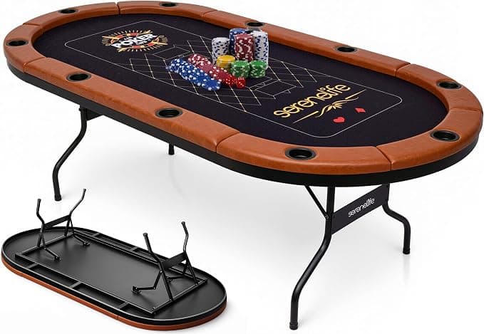 SereneLife 7ft Poker Table for 10 Players