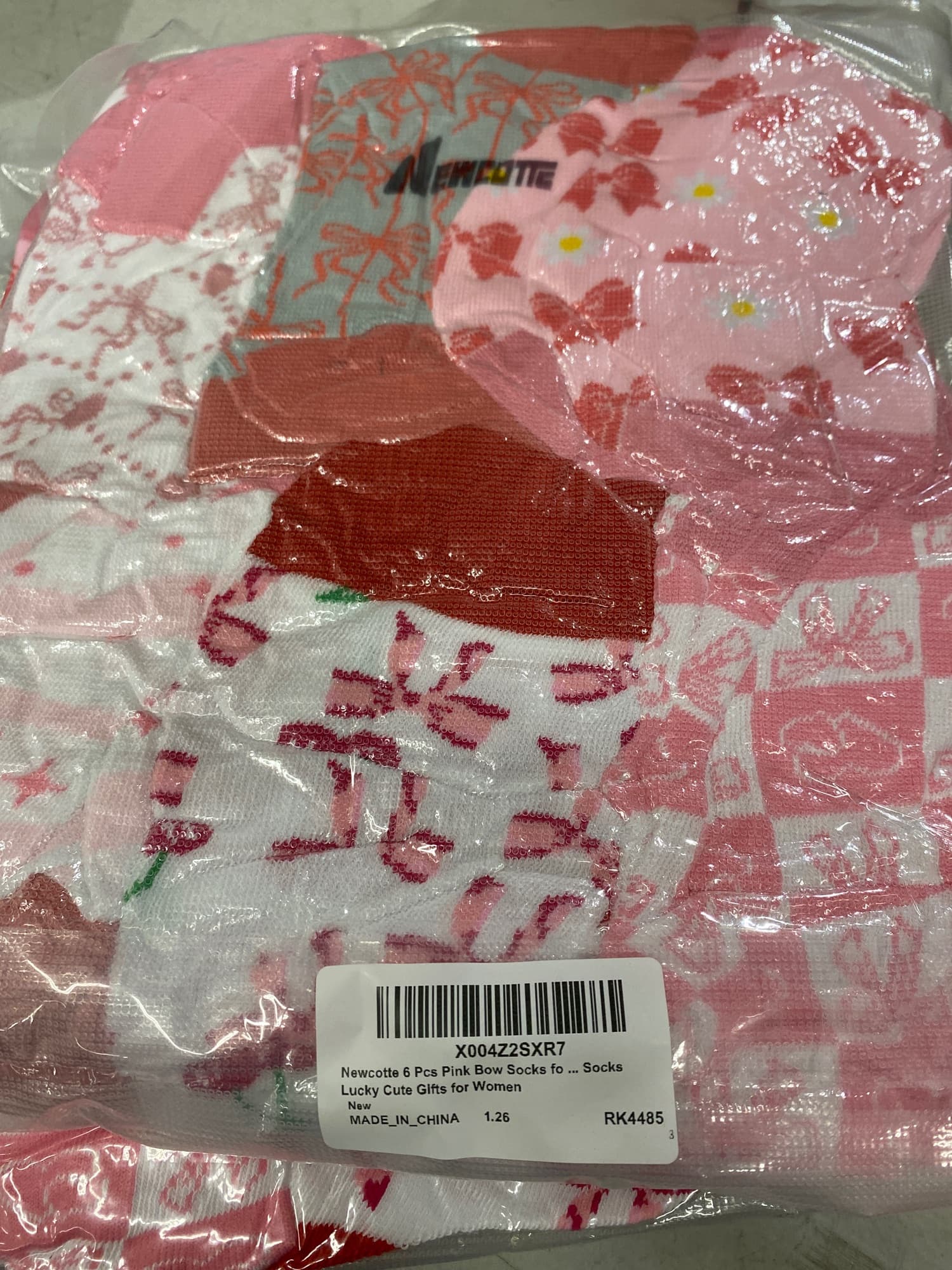 newcotte 12 pink bow socks