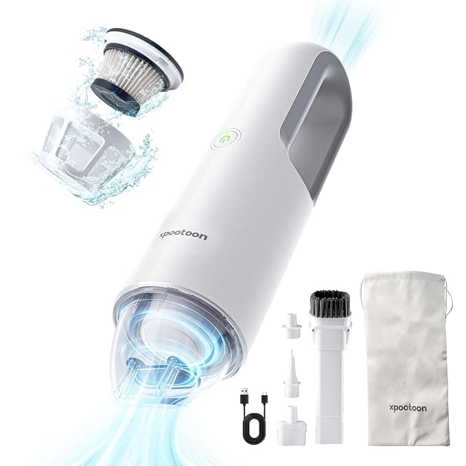 Car Vacuum Portable Cordless, Dust Busters Cordless Rechargeable with LED Light, 4 in 1 Blow & Suction Hand Held Mini Vacuum Cleaner, Multiple Nozzles, for Car, Pet, Home, Office