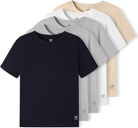 Men's Crewneck T-Shirts, 5-Pack Undershirt, Multicolor, Regular Fit, Tag-Free, Ultra Soft, Breathable