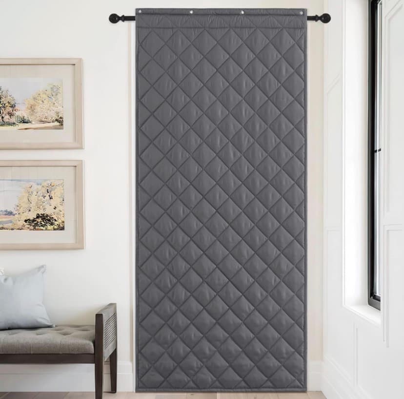 NICETOWN Grey Thermal Insulated Door Curtains 82 Inches Long for Balcony