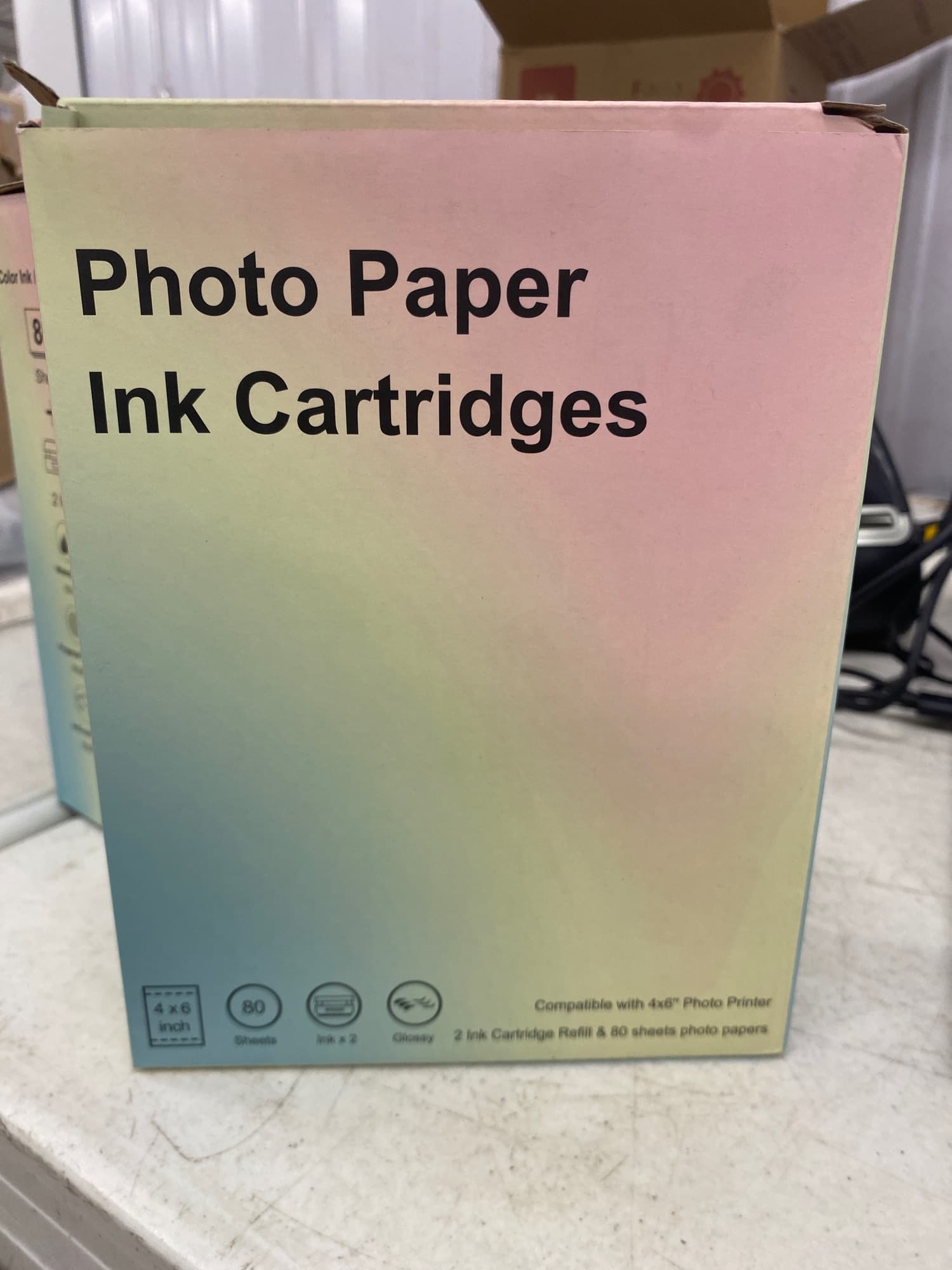 Photo Paper Ink Cartridges, 2 Ink Cartridge Refill & 80 Sheets photo papers, 4"x6" - 2 Pack (4 Ink Cartridges, 160 Sheets Total)