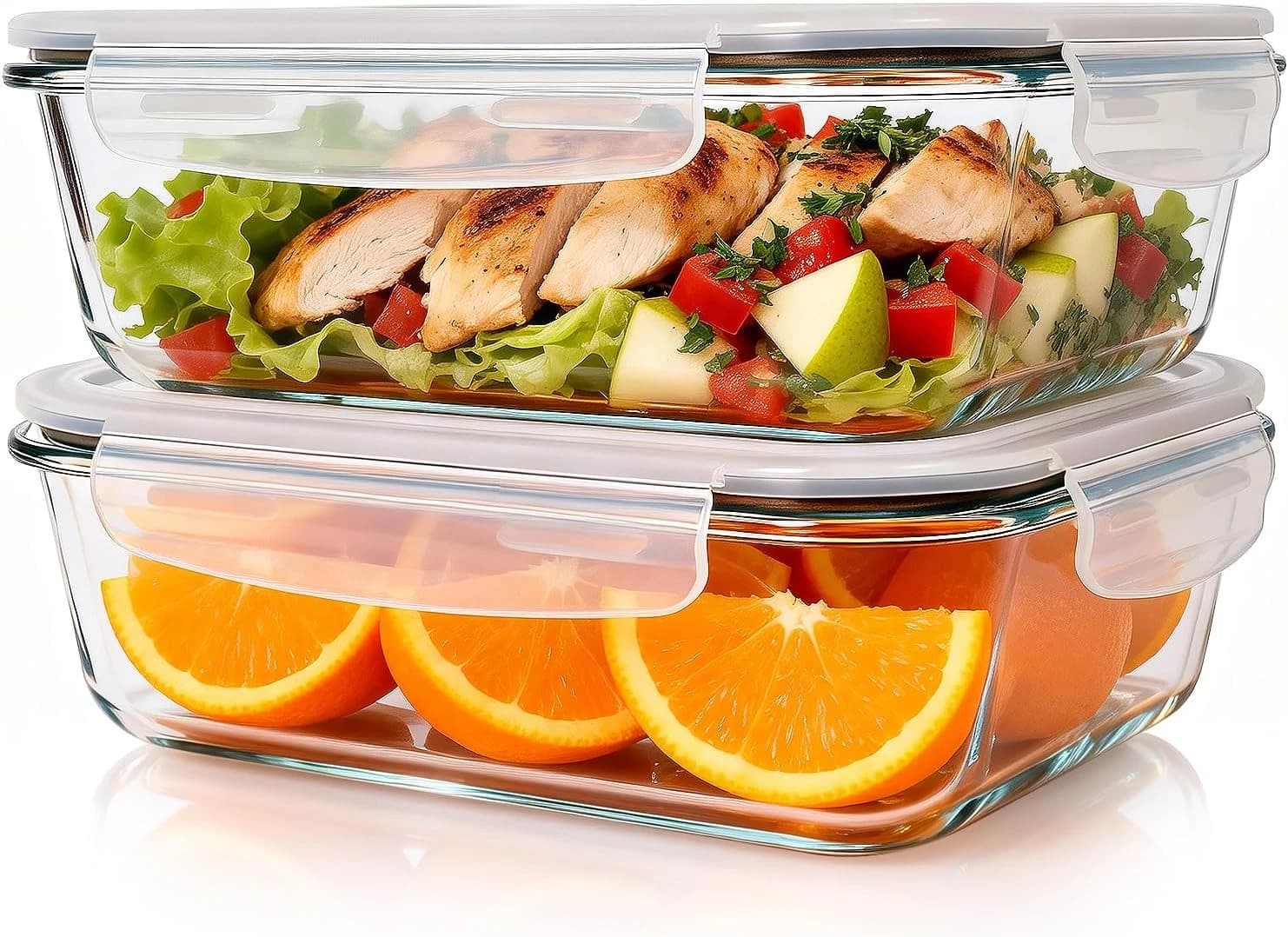 KEKEGO 2 Pack 78oz/2300ml Large Glass Storage Containers with Lids