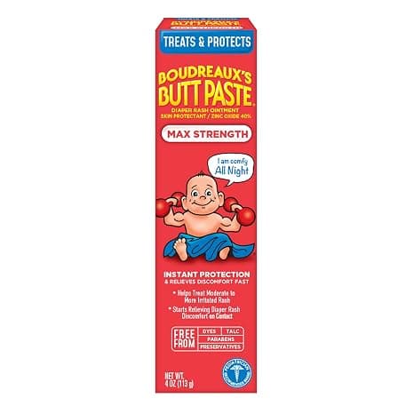 Boudreaux’s Butt Paste Maximum Strength Diaper Rash Cream, 4 Oz
Diaper Cream for Baby, Ointment With Zinc Oxide, Fast Relief, Overnight Protection, Moderate to Irritated Diaper Rash - 3 Pack