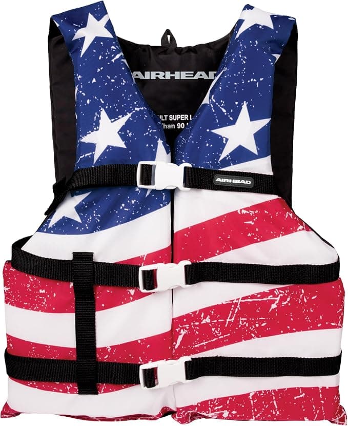 Sportstuff Stars & Stripes Life Jacket for Adults & Kids - USCG Approved Life Vest for Men, Women, Youth & Child, Open-Side Watersports Vest for Boating, Tubing & Swimming (15-25kg; 33-55lbs)