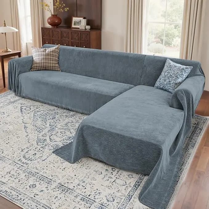 2 Pieces Sectional Couch Covers L Shaped Cover XL Dusty Blue
Washable L Shaped Sectional Sofa Cover, Anti-Hair, Stain & Wear Resistant, Easy Care & Installation 71" x 110" + 71" x 118" - for Chaise and 3-seater