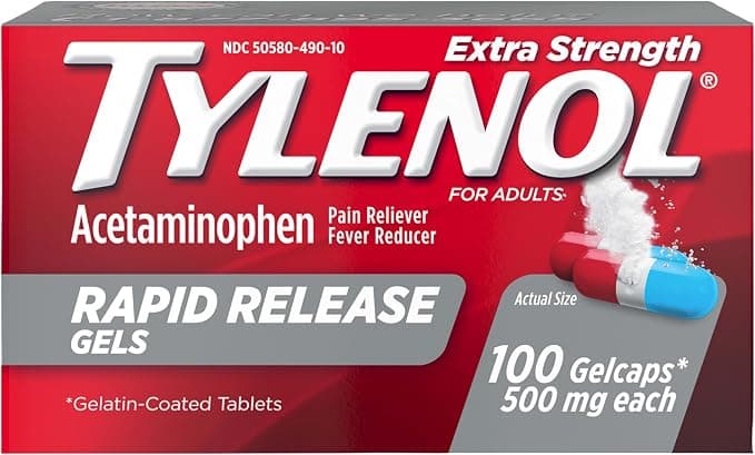 Tylenol Extra Strength Acetaminophen Rapid Release Gels, 100 Count