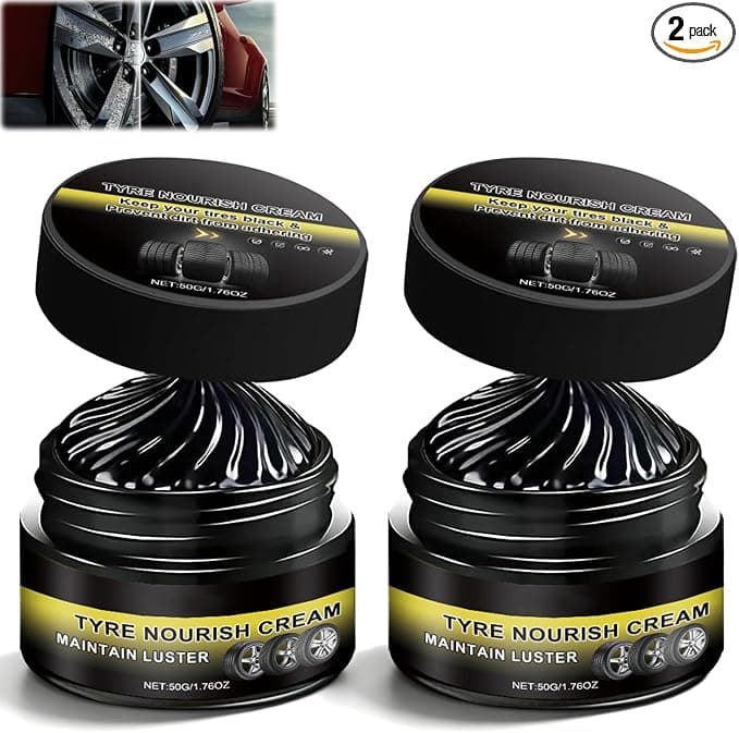 Tyre Nourish Cream, Car Tire Ceramic, Powerful Wheel Cleaning Refurbish Wax,Professional Car Tires Wax for Deep Black Gloss,UV Protection and Waterproof Tire Waxs for Ultimate Wheel Protection (2 PCS)