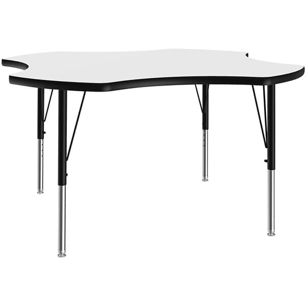 Correll 48" Clover-Shaped Activity Table Frosty White/Black (A48DE-CLO-80)