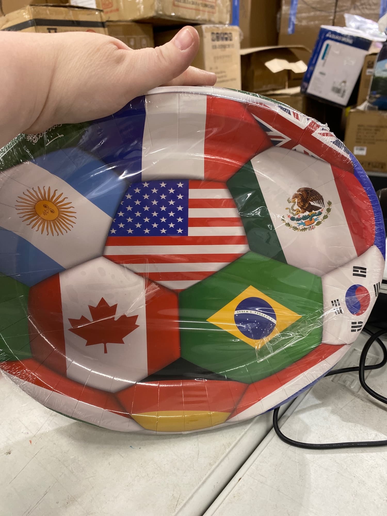 Paper Plates, 50 Count Disposable Goal Theme Party Plates for Birthday, Game Day, Soccer Watch Party, Sports Event Tableware