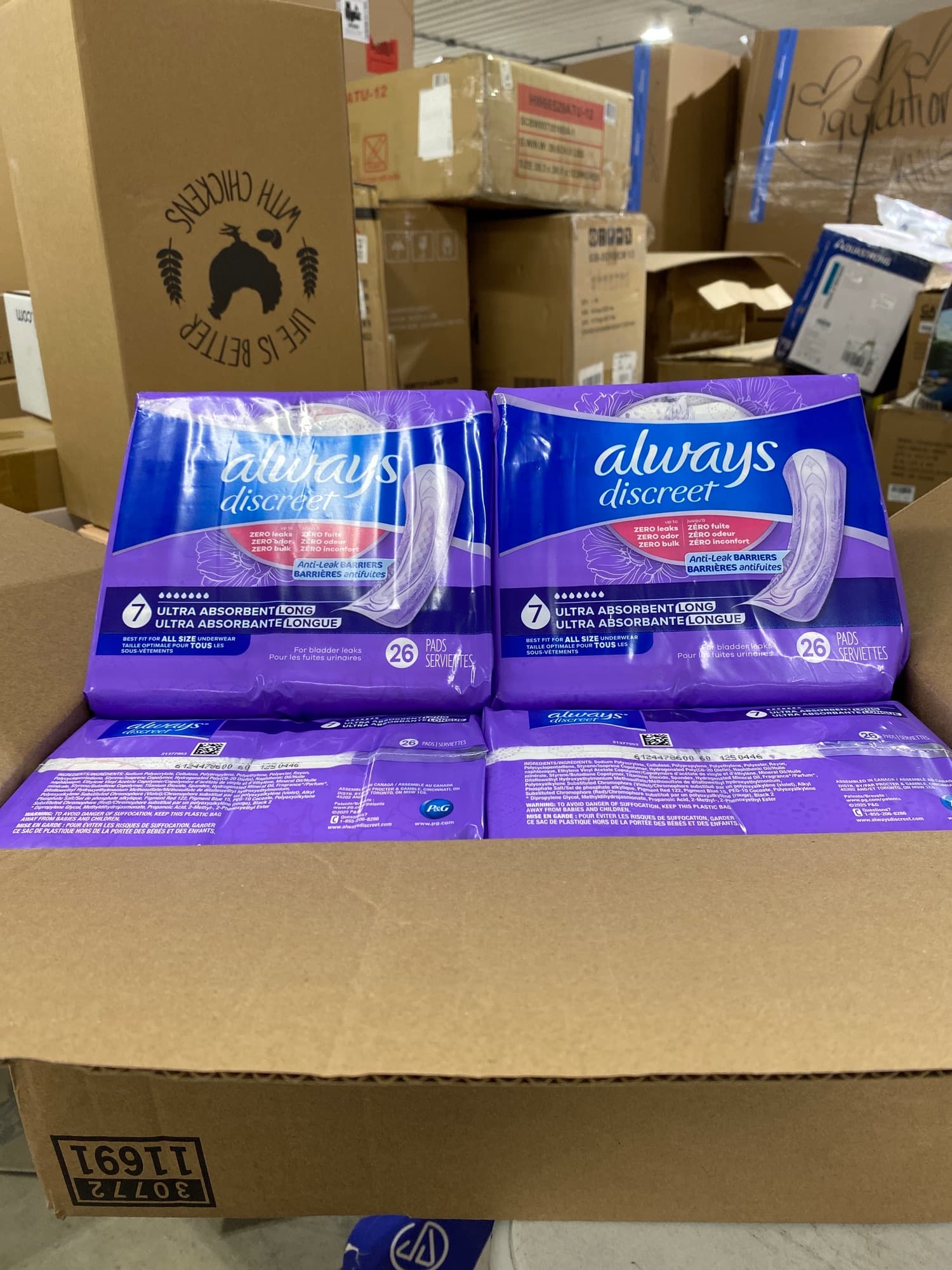 Always Discreet plus Incontinence Pads for Women, Ultimate Extra Long, 104 ct.