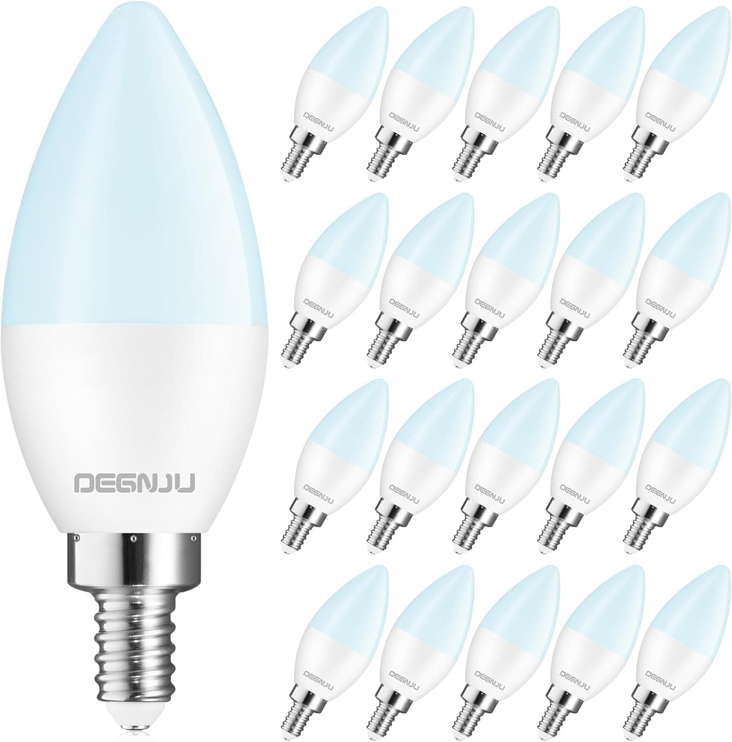 20-Pack Chandelier Light Bulbs 60 Watt, E12 Candelabra Bulb for Ceiling Fan, 2700K Warm White 650 Lumen B10 Small Base Candle Bulb, Dimmable