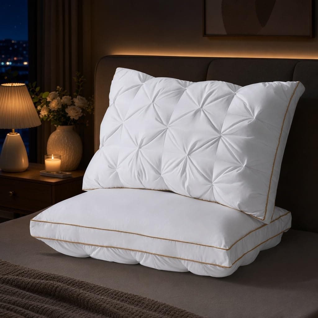 Support Bed Pillow Queen Size Set of 1 – Super Soft Down-Alternative Filling with Cotton Cover, Hotel Quality for Side Sleepers, Breathable & Oeko-TEX Certified