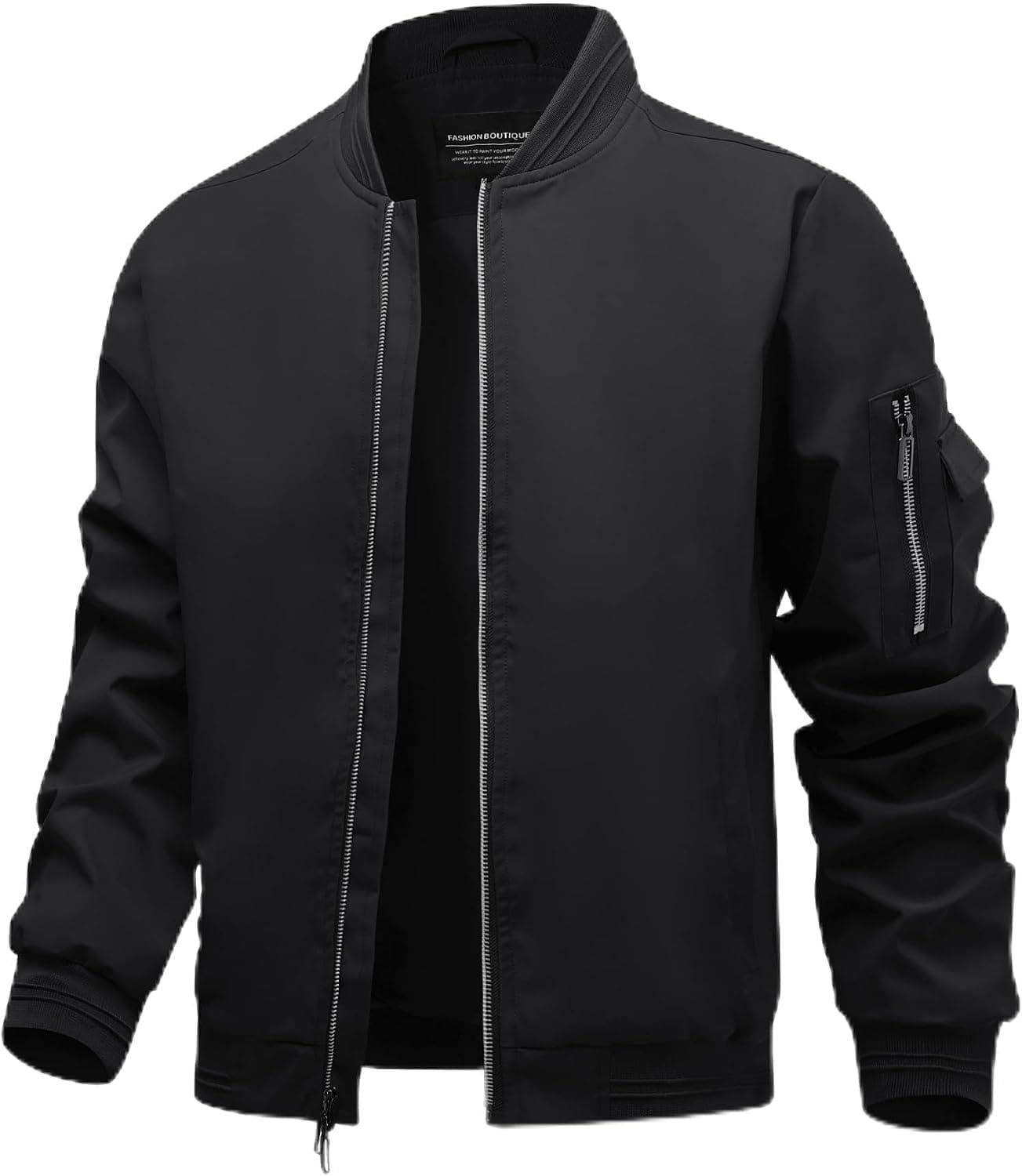 Polu Men's Bomber Jacket Lightweight Windbreaker Spring Fall(Black,S)