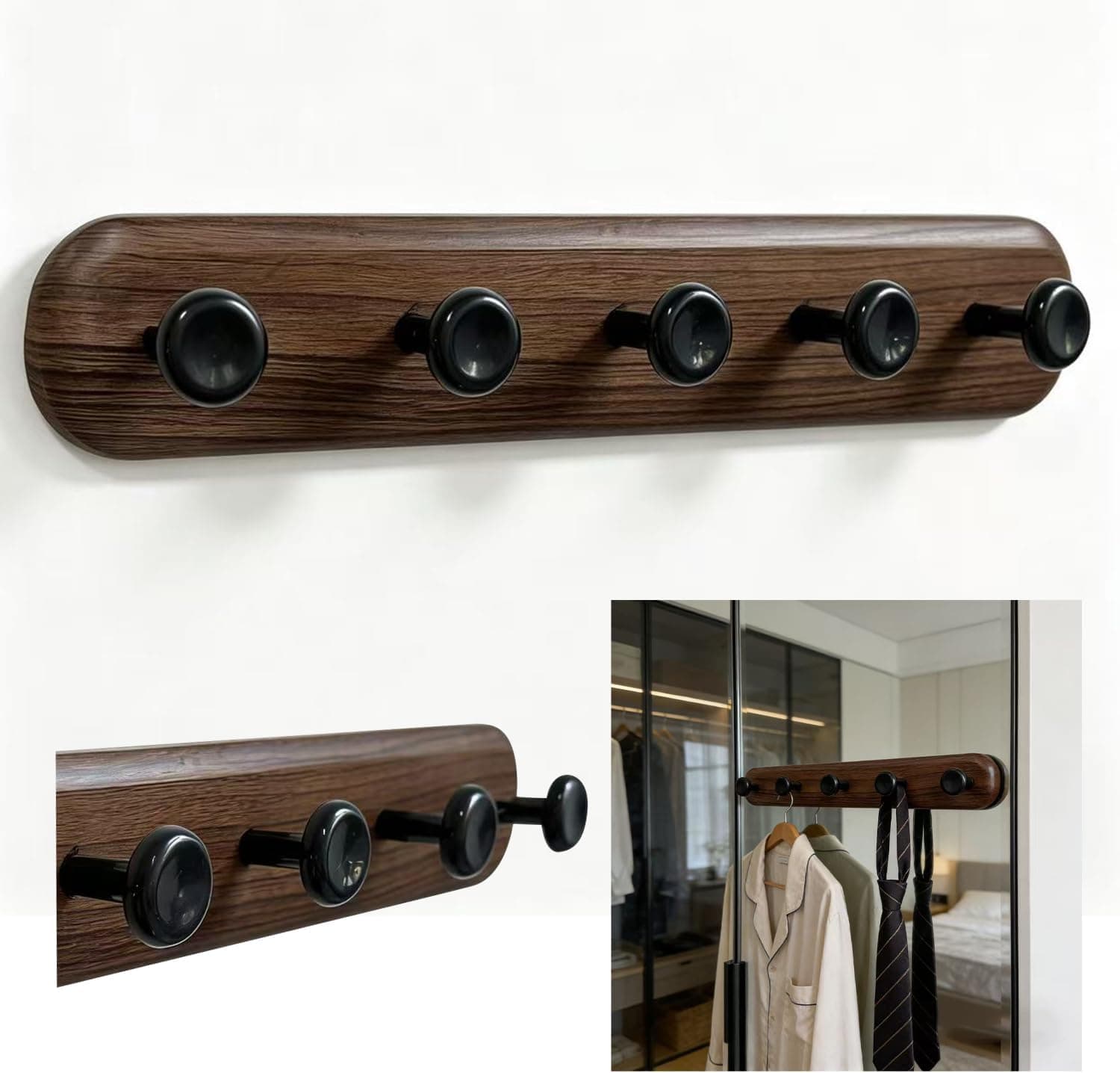 Multi-Purpose Coat Suction Cup Hooks Wall Mounted Coat Rack with 5 Hooks Reusable Utility Hooks for Hanging Towels, Robe,Coats, Mounting on Glass Doors,Tile, Mirrors, Metals