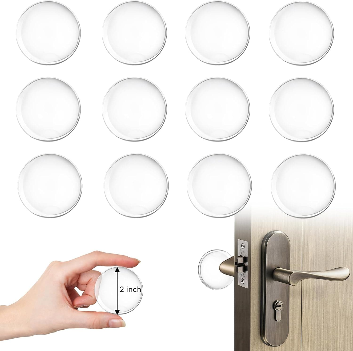Door Stoppers - Medium 2" (36PCS) - Strongest Wall Door Handle Stopper - Guard Door Knob Wall Protector Silencer, Self Adhesive- Protects Every Wall Surface - Transparent