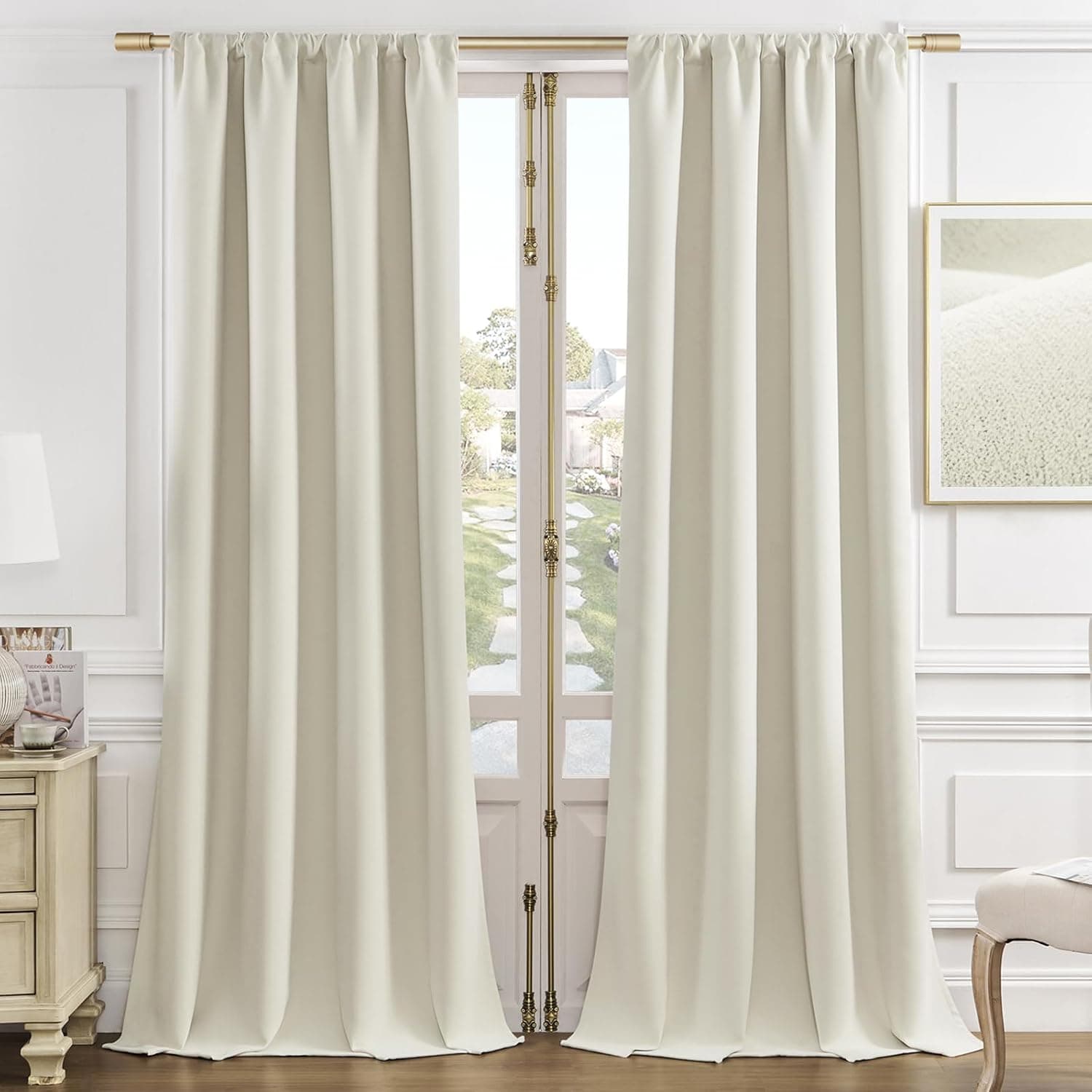 Joydeco White Velvet Curtains 84 Inches 2 Panels, Luxury Thermal Insulated Soft White Curtains for Bedroom & Living Room, Room Darkening Velvet Drapes, Rod Pocket (52W x 84L)