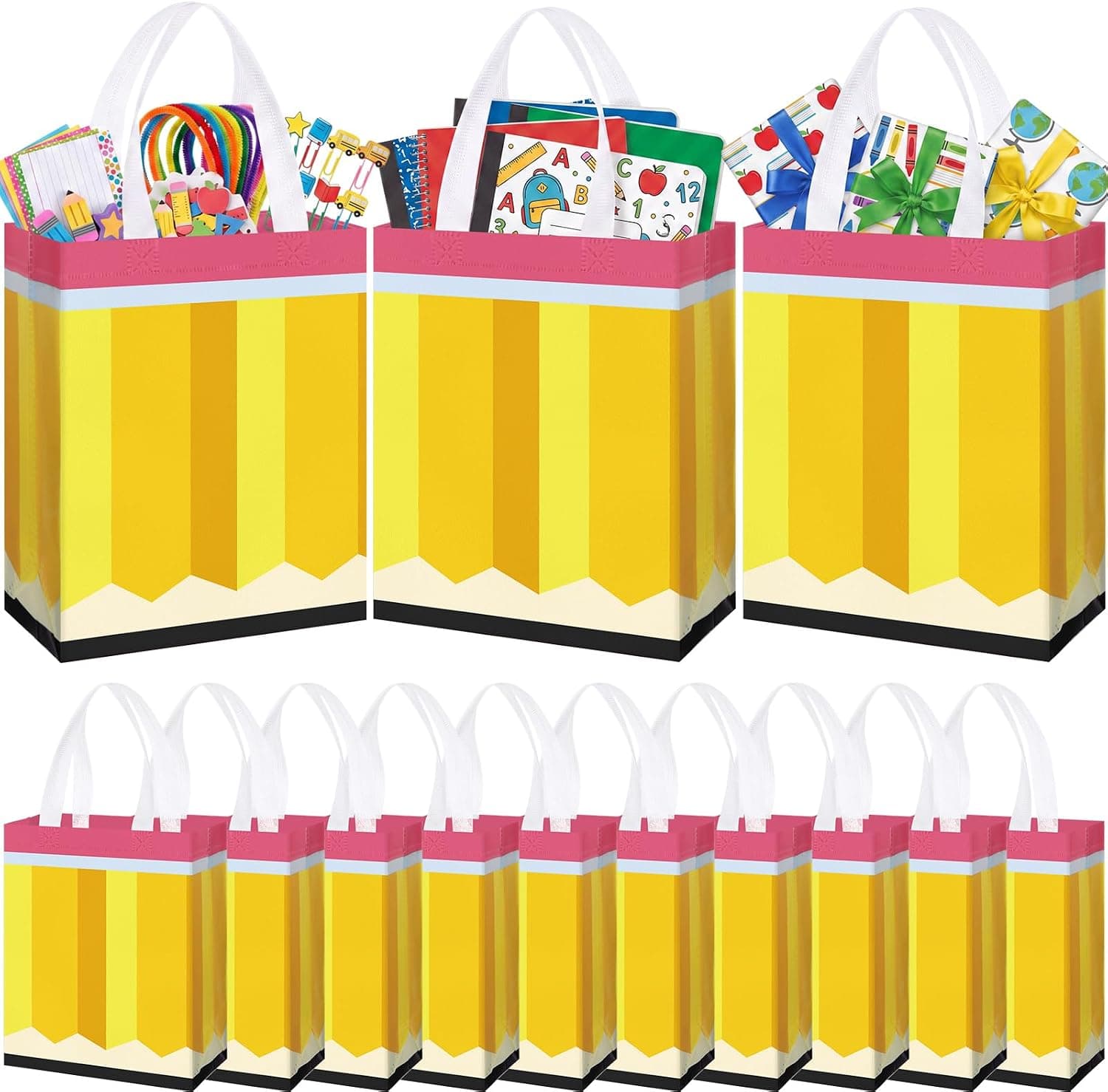 Supervitae 48 Pack Pencil Gift Bags Teacher Party Favor Non Woven Totes
