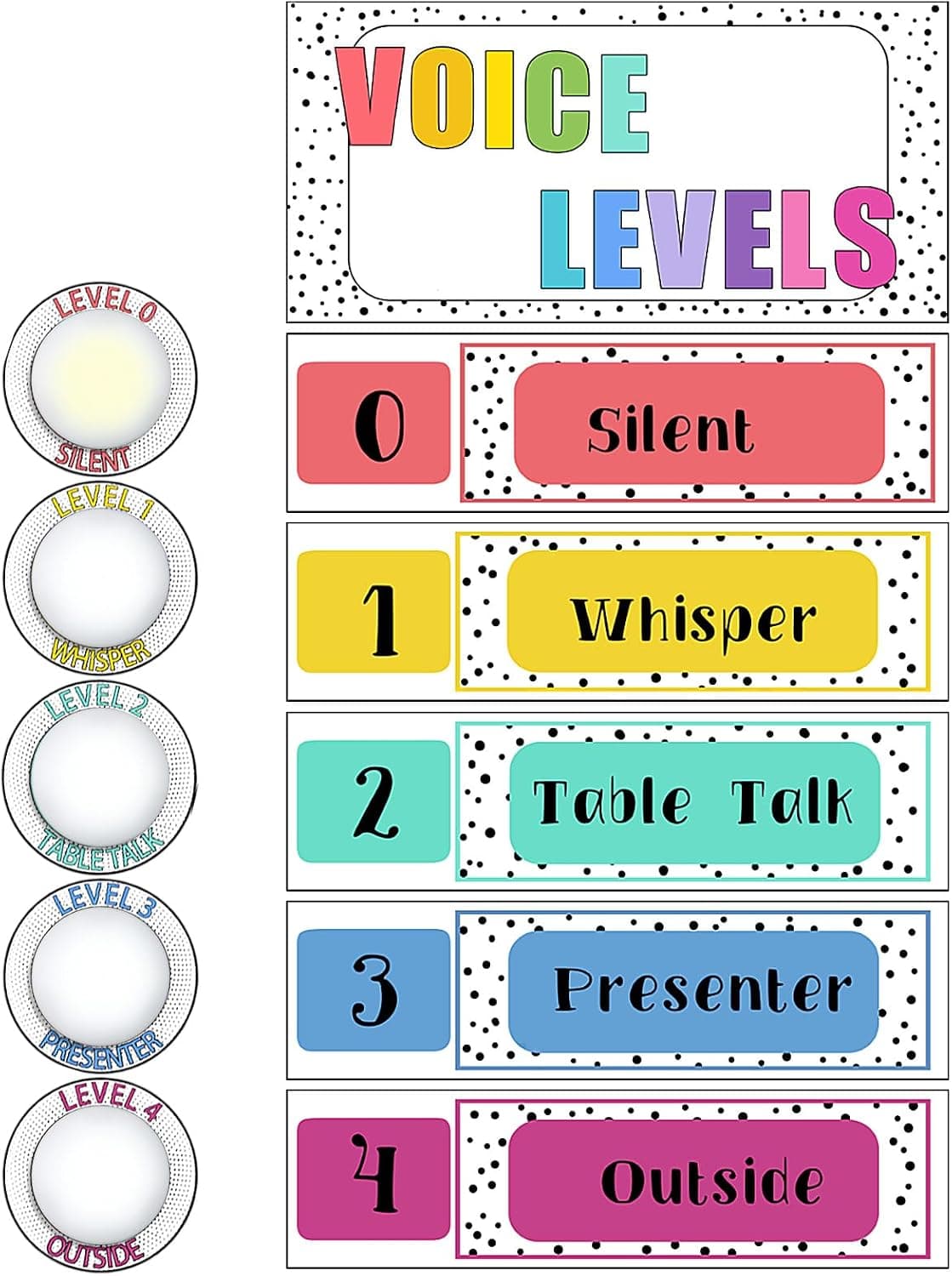 Glooglitter 5 Pcs Voice Levels Push Light Back to School Supplies,3