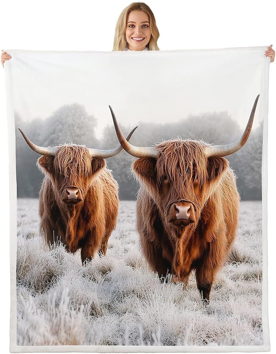 Erosebridal Highland Cow Fleece Blanket Baby 30"x40" Bull Cattle Blanket