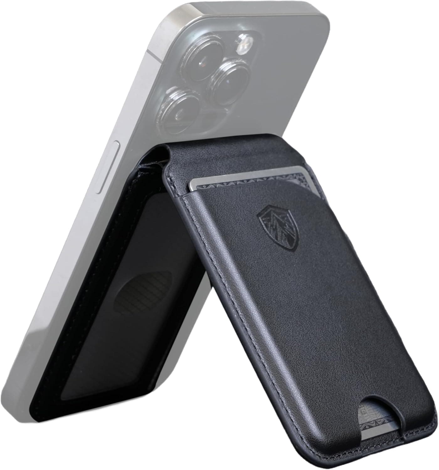 Slim Compact Magnetic Phone Wallet - ID Card Holder - Hands Free Stand - RFID Protect - Strong Magnet - Compatible with iPhone 13/14/15/16 Series - Magsafe Compatible (Black)