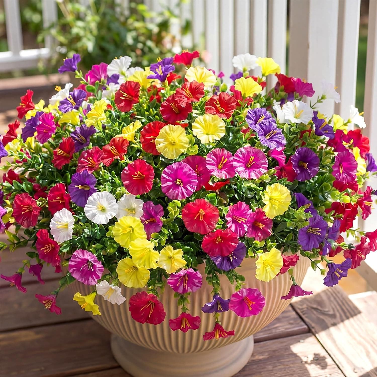 Hoteam 42 Branches Artificial Flowers for Outdoors, Multicolor