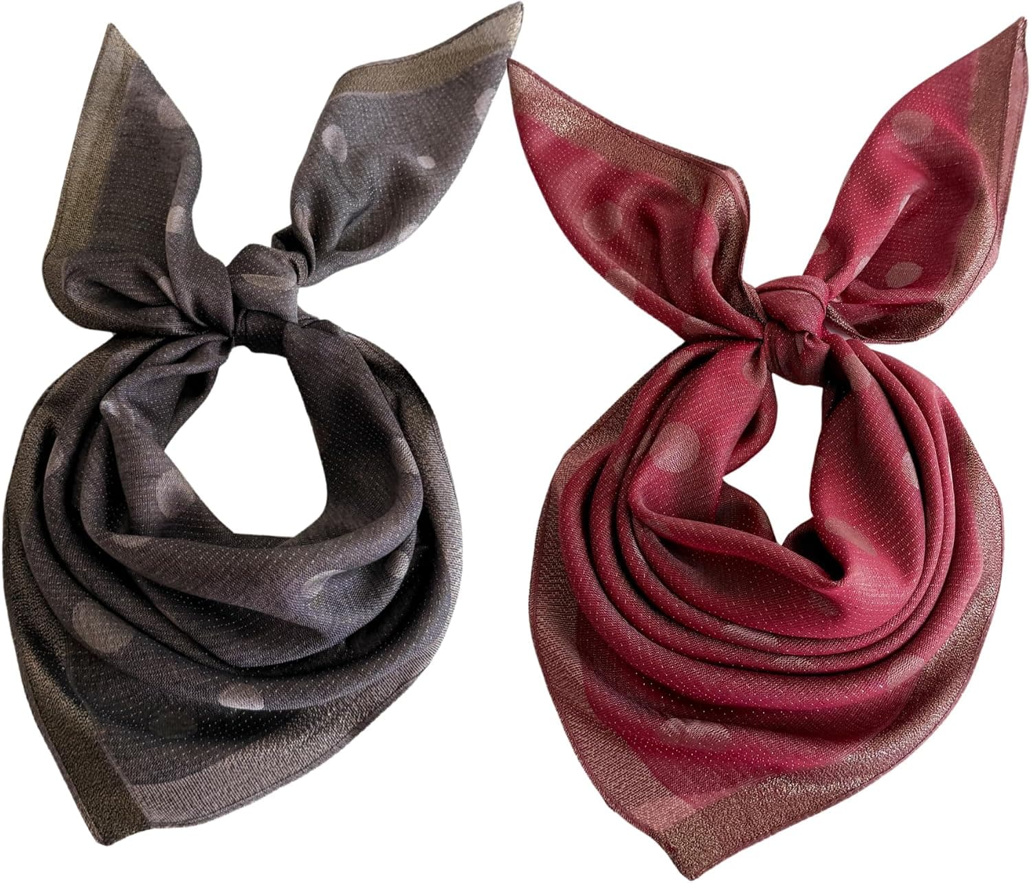 2Pcs 35" X 35" Polka Dot Scarf for Women – Lightweight Square Scarf Set