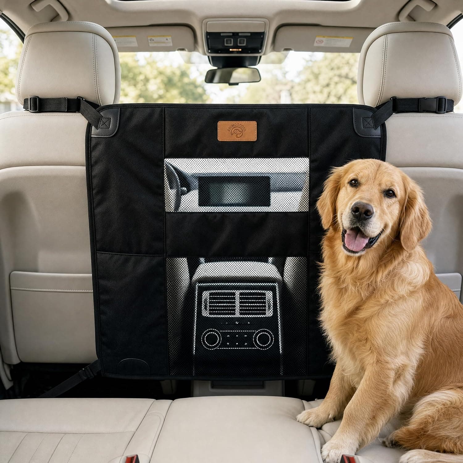 Dog Car Barrier for SUV, Truck & Back Seat – Dog Net for Car with Mesh Windows, Padded Nylon Pet Divider, Universal Fit, Easy No-Tool Install